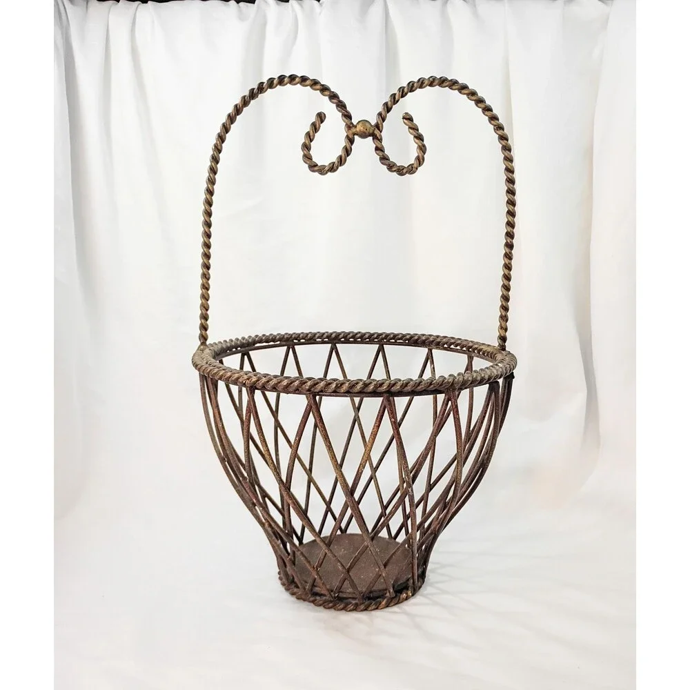 Heavy Braided Metal Basket Brown